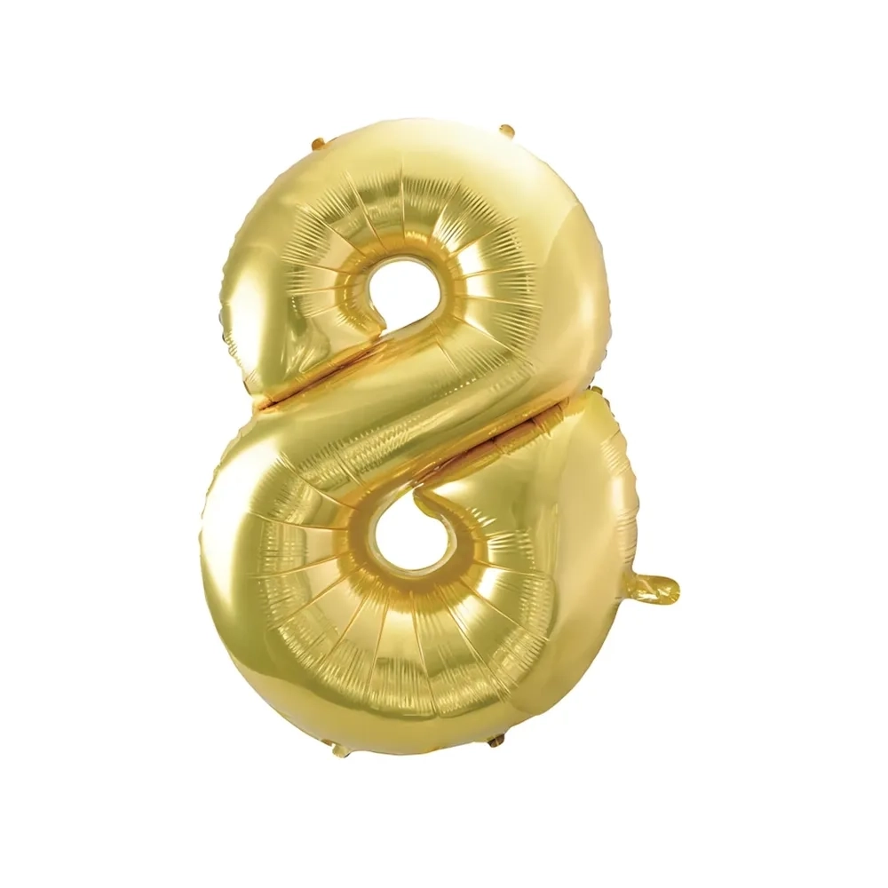 Palloncino numero 8 Champagne con valvola super shape 40" (101cm) in mylar, 1pz.