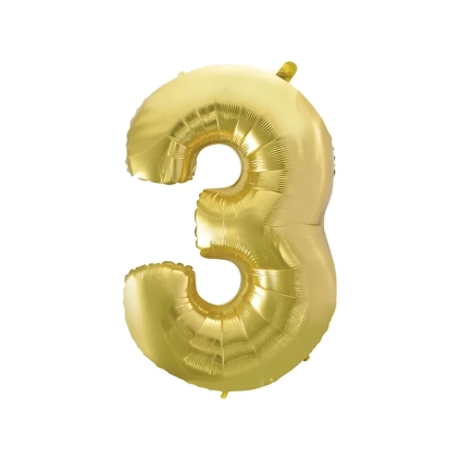 Palloncino numero 3 Champagne con valvola super shape 40" (101cm) in mylar, 1pz.