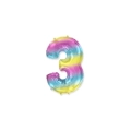 Palloncino numero 3 Multicolor Gradient mini shape 14" (35cm) in mylar, 1pz.