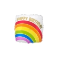 Palloncino quadrato Happy Birthday Arcobaleno standard shape 18" (45cm) in mylar, 1pz.
