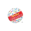 Palloncino Feliz Cumpleanos Pois standard shape 18" (45cm) in mylar, 1pz.