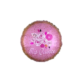 Palloncino Mis Quince Floreale standard shape 18" (45cm) in mylar, 1pz.