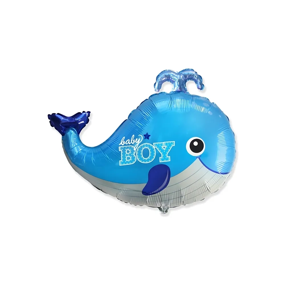Palloncino Balena con testo Baby Boy super shape 34" (86cm) in mylar, 1pz.
