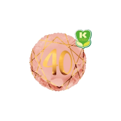 Palloncino numero 40 Geoide Rosa Gold standard shape 18" (45cm) in mylar, 1pz.
