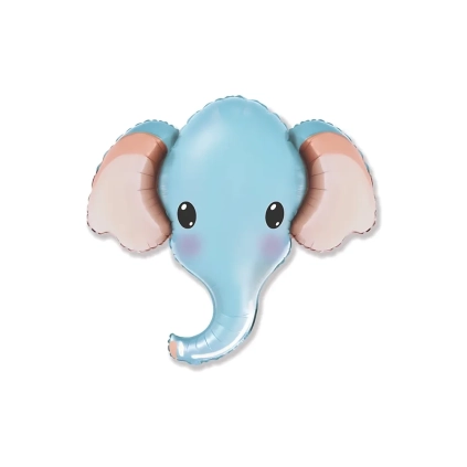 Palloncino testa di Elefante Celeste super shape 32" (81cm) in mylar, 1pz.