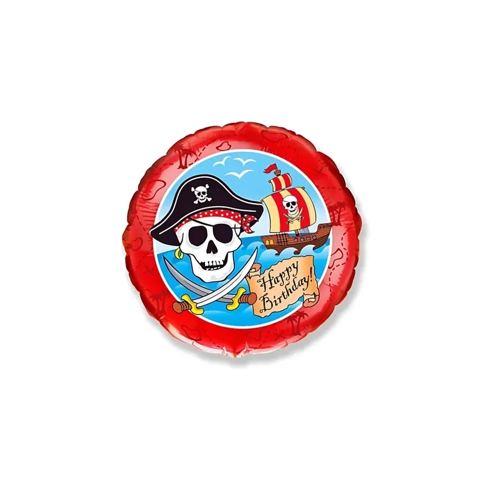 Palloncino Happy Birthday Pirati standard shape 18" (45cm) in mylar, 1pz.