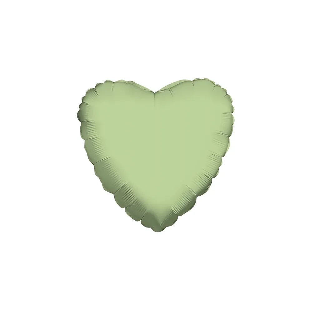 Palloncino Cuore Verde Oliva Pastello standard shape 18" (45cm) in mylar, 1pz.