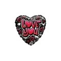 Palloncino cuore nero con Graffiti e testo Love You standard shape 18" (45cm) in mylar, 1pz.