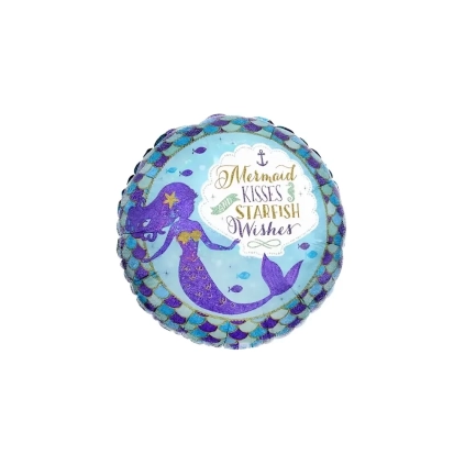 Palloncino Sirena Wishes e Kisses Holo standard shape 18" (45cm) in mylar, 1pz.