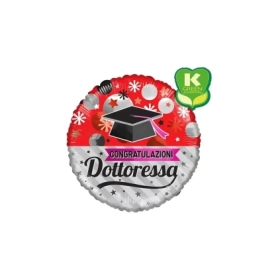 Palloncino Congratulazioni Dottoressa con Tocco standard shape 18" (45cm) in mylar, 1pz.