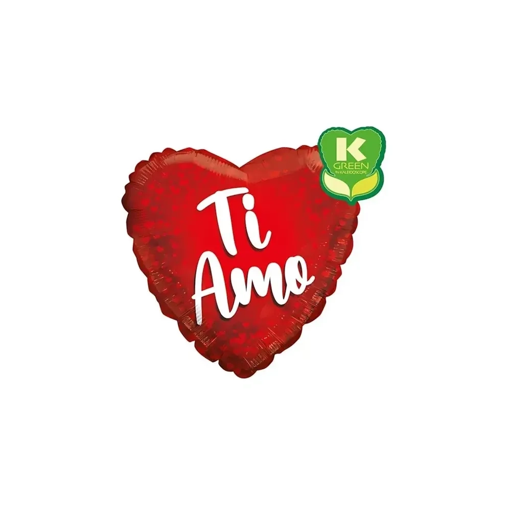 Palloncino cuore Rosso con testo Ti Amo standard shape 18" (45cm) in mylar, 1pz.