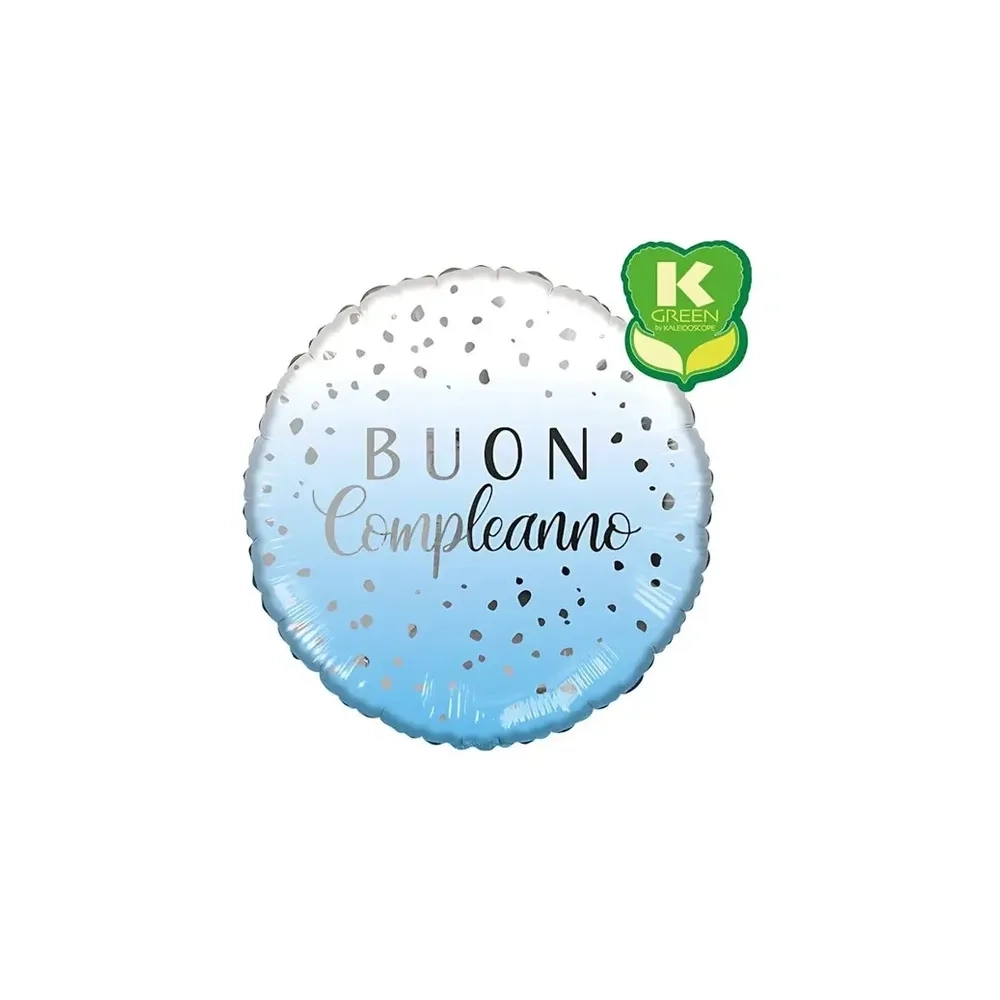 Palloncino Buon Compleanno Celeste con Drops standard shape 18" (45cm) in mylar, 1pz.