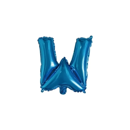 Palloncino Lettera W Blu mini shape 14" (35cm) in mylar, 1pz.