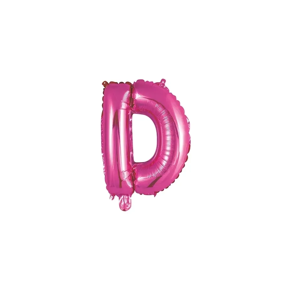 Palloncino Lettera D fucsia mini shape 14" (35cm) in mylar, 1pz.