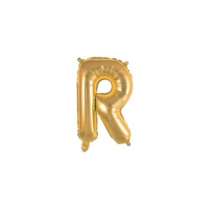 Palloncino Lettera R Oro mini shape 14" (35cm) in mylar, 1pz.