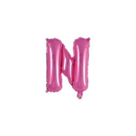 Palloncino Lettera N fucsia mini shape 14" (35cm) in mylar, 1pz.