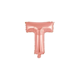 Palloncino Lettera T Rosa Gold mini shape 14" (35cm) in mylar, 1pz.