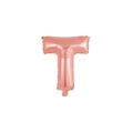 Palloncino Lettera T Rosa Gold mini shape 14" (35cm) in mylar, 1pz.