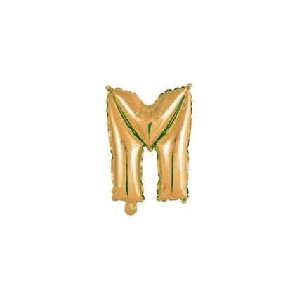 Palloncino Lettera M Oro mini shape 14" (35cm) in mylar, 1pz.