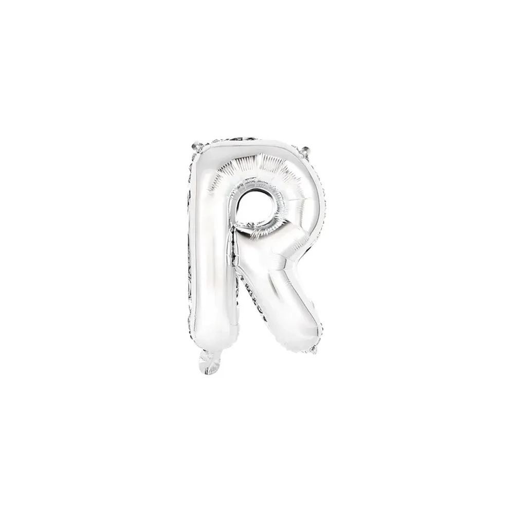 Palloncino Lettera R Argento mini shape 14" (35cm) in mylar, 1pz.