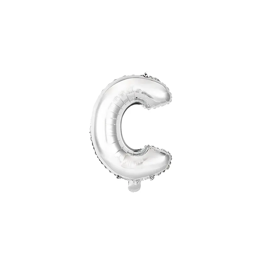 Palloncino Lettera C Argento mini shape 14" (35cm) in mylar, 1pz.
