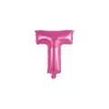 Palloncino Lettera T fucsia mini shape 14" (35cm) in mylar, 1pz.