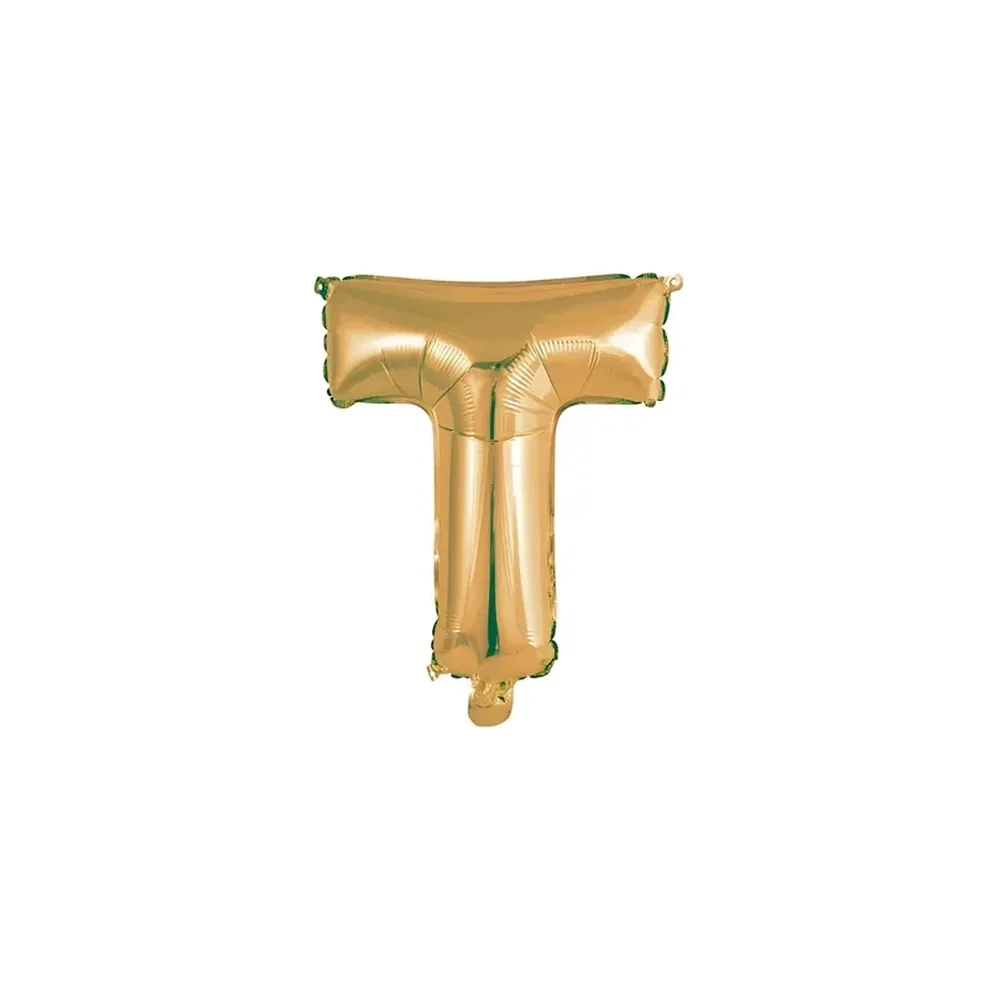 Palloncino Lettera T Oro mini shape 14" (35cm) in mylar, 1pz.