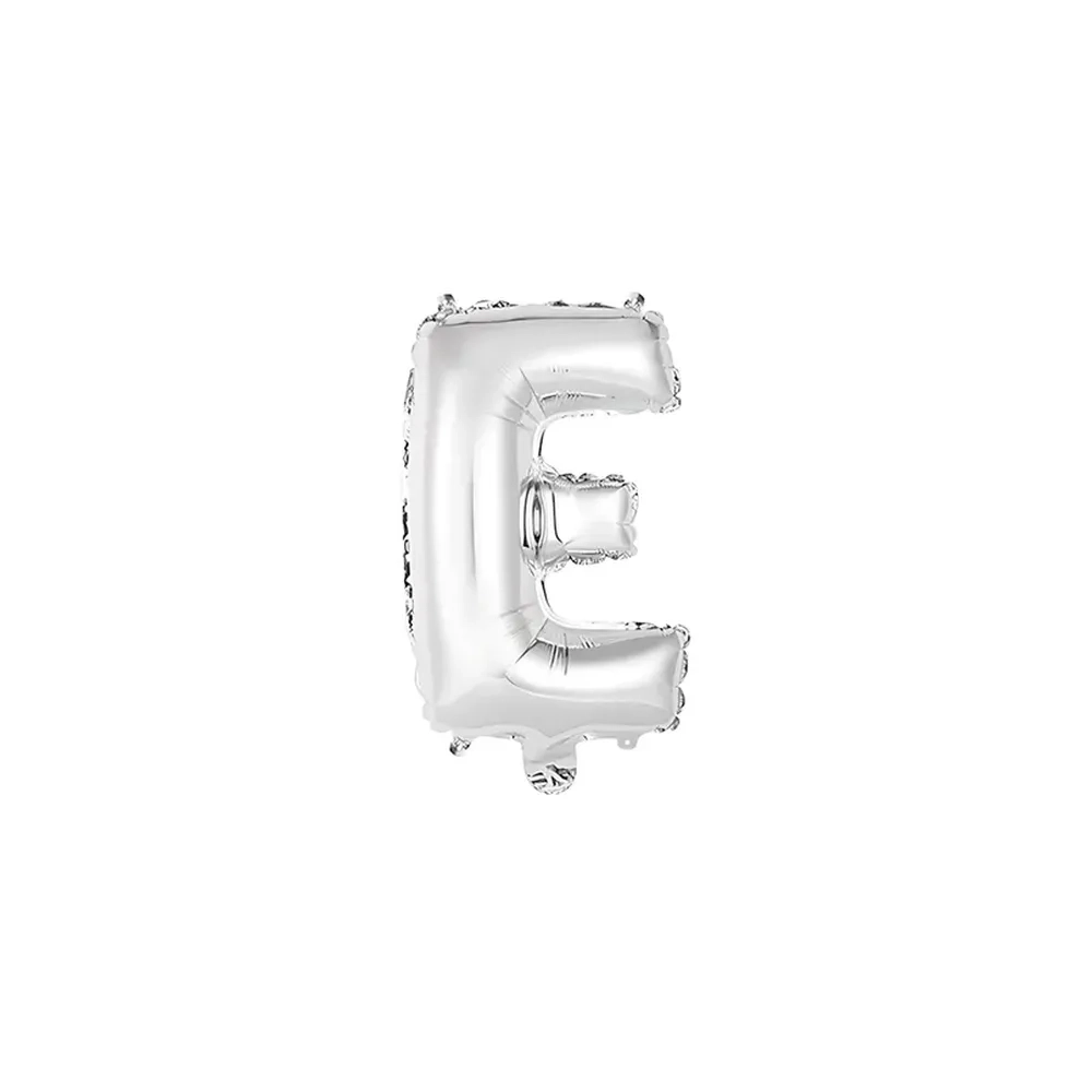 Palloncino Lettera E Argento mini shape 14" (35cm) in mylar, 1pz.