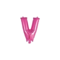 Palloncino Lettera V fucsia mini shape 14" (35cm) in mylar, 1pz.