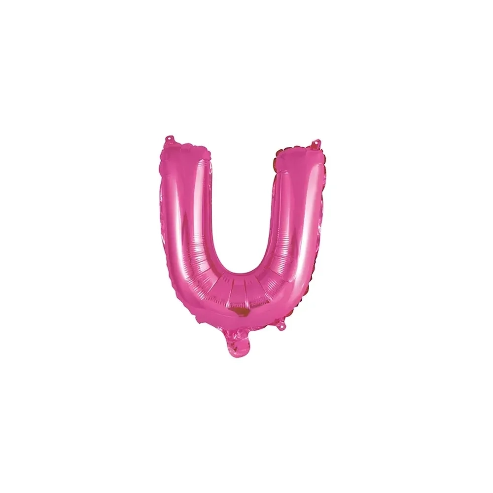Palloncino Lettera U fucsia mini shape 14" (35cm) in mylar, 1pz.