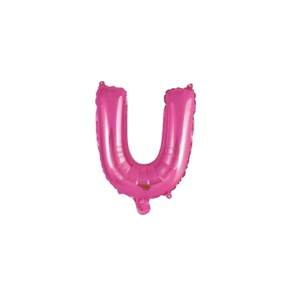 Palloncino Lettera U fucsia mini shape 14" (35cm) in mylar, 1pz.