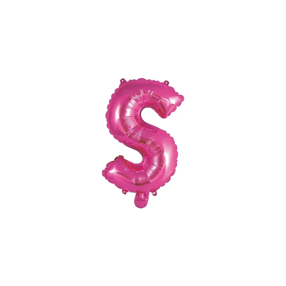 Palloncino Lettera S fucsia mini shape 14" (35cm) in mylar, 1pz.