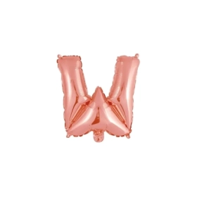 Palloncino Lettera W Rosa Gold mini shape 14" (35cm) in mylar, 1pz.