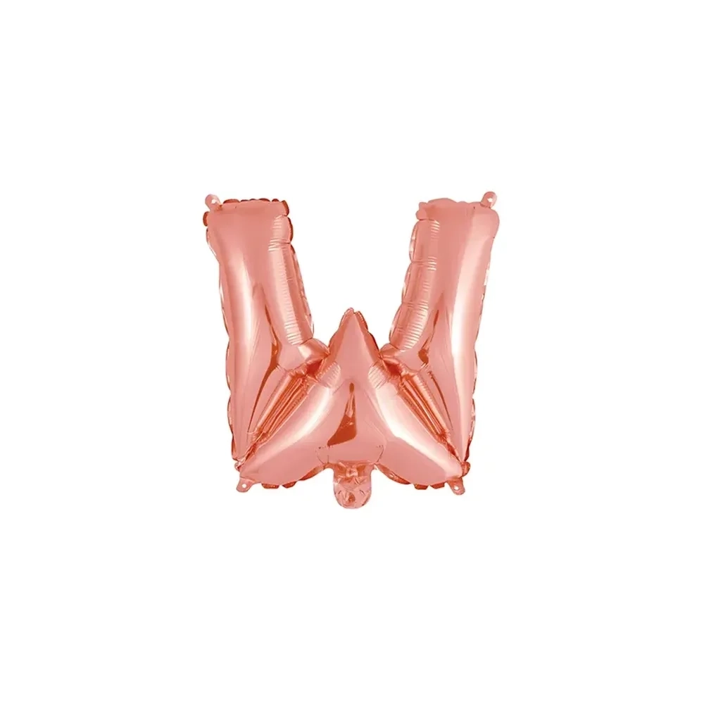 Palloncino Lettera W Rosa Gold mini shape 14" (35cm) in mylar, 1pz.