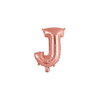 Palloncino Lettera J Rosa Gold mini shape 14" (35cm) in mylar, 1pz.