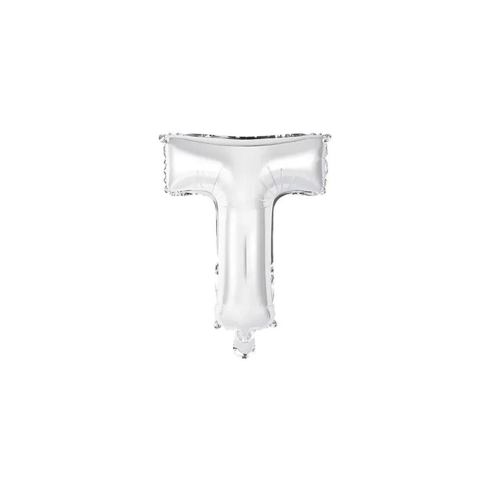 Palloncino Lettera T Argento mini shape 14" (35cm) in mylar, 1pz.