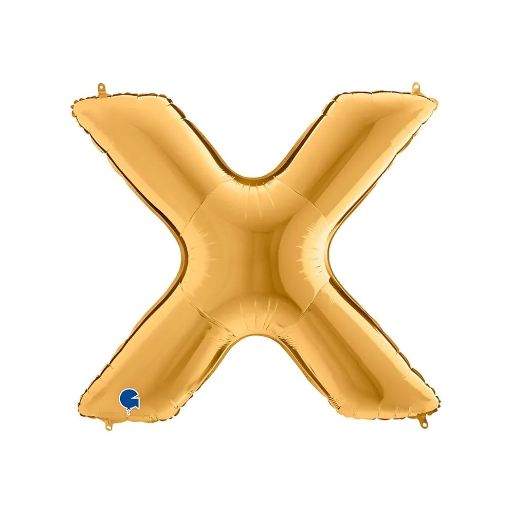 Palloncino Lettera X Oro super shape 40" (101cm) in mylar, 1pz.