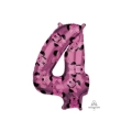 Palloncino numero 4 Rosa con Minnie Forever super shape 34" (86cm) in mylar, 1pz.