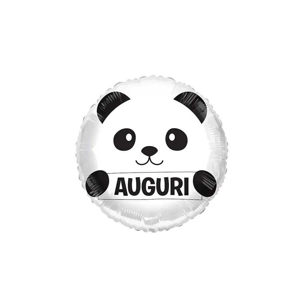 Palloncino con Panda e scritta Auguri standard shape 18" (45cm) in mylar, 1pz.