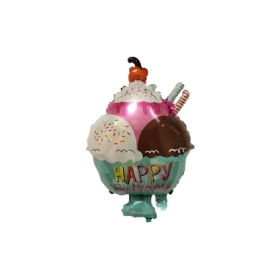 Palloncino Coppa Gelato Happy Birthday super shape 29" (73cm) in mylar, 1pz.