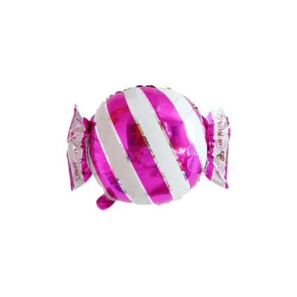 Palloncino Caramella a strisce fucsia super shape 25" (63cm) in mylar, 1pz.