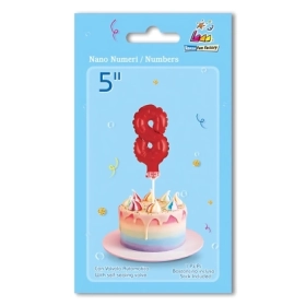 Palloncino numero 8 Rosso micro shape 5" (12cm) in mylar, 1pz.