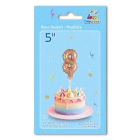 Palloncino numero 8 Rosa Gold micro shape 5" (12cm) in mylar, 1pz.