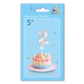 Palloncino numero 2 Argento micro shape 5" (12cm) in mylar, 1pz.