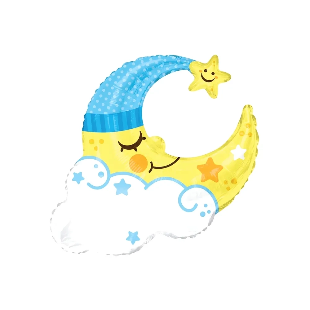 Palloncino Mezza Luna celeste Personalizzabile super shape 36" (91cm) in mylar, 1pz.