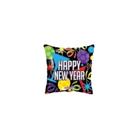 Palloncini quadrato Happy New Year Balloons mini shape 9" (22cm) in mylar, 5pz.