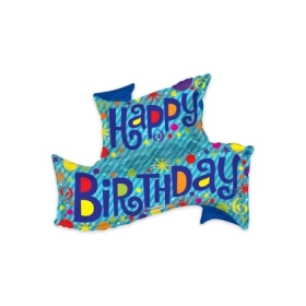 Palloncino Banner Happy Birthday super shape 36" (91cm) in mylar, 1pz.