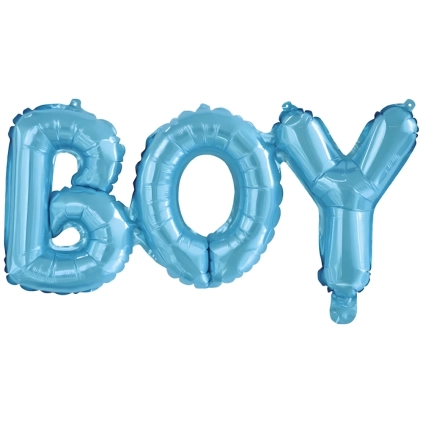 Palloncino Scritta BOY Celeste super shape 33" (83cm) in mylar, 1pz.