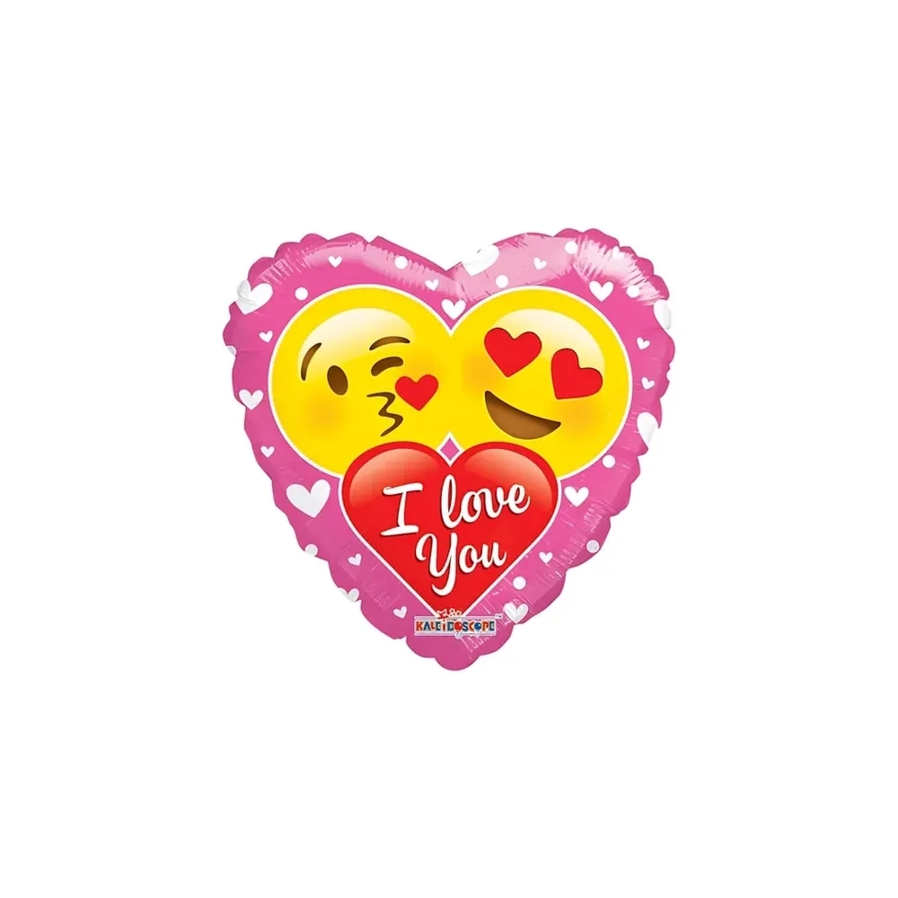Palloncino I Love You cuore Emoticons standard shape 18" (45cm) in mylar, 1pz.