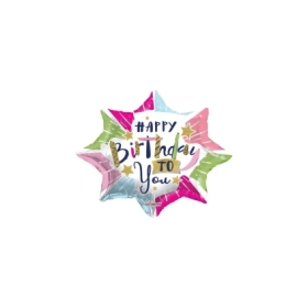 Palloncino Happy Birthday To You Explosion standard shape 20" (50cm) in mylar, 1pz.